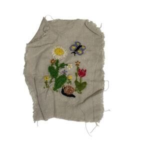 Vintage Embroidery Floral Crewel